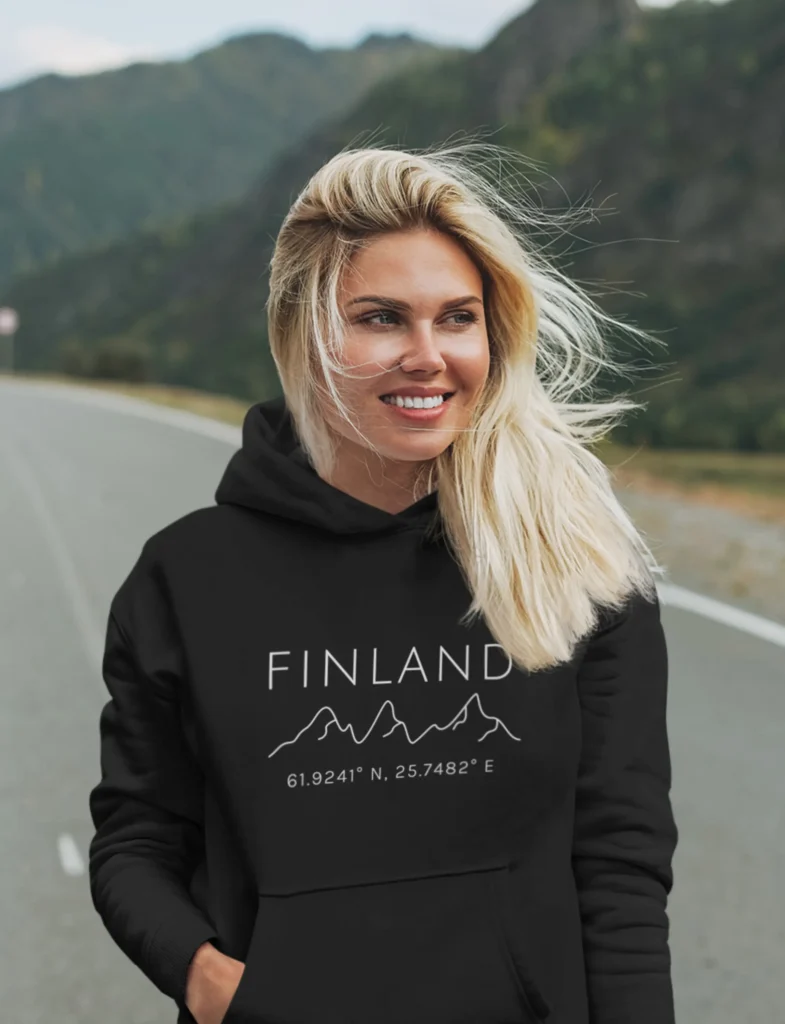 Finland hoodie black women - northern weather